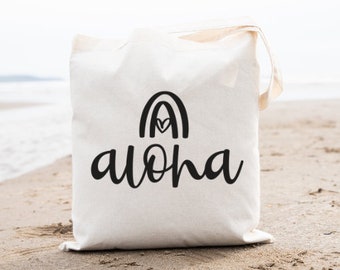 Aloha with Heart Canvas Bag / Market Bag + Gift + Travel Bag + Reusable Grocery Bag