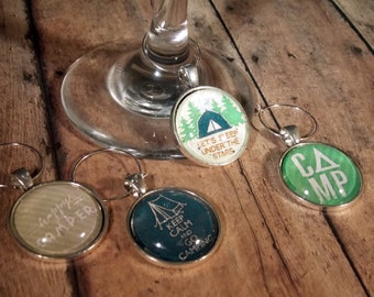 Camping Wine Glass Charms - Set of 4 - Vintage Style