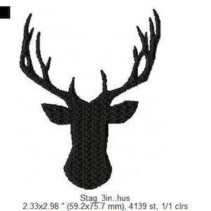 Embroidered Woodland Stag Silloette Design