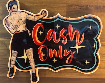Cash Only Boxer Wood Cutout Sign: Tattoo Wall Art, Barber Shop Decor