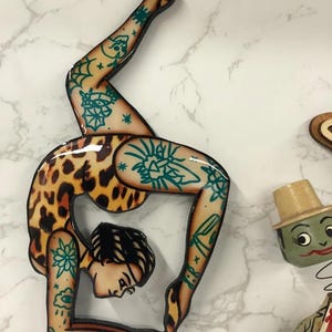 Traditional Old School Circus Babes Wood Cut Out - Vintage Tattoo Style - ready to hang