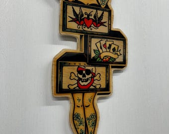 Handmade Tattoo Flash Wood Cutout: Vintage Pin-up Wall Art - Etsy