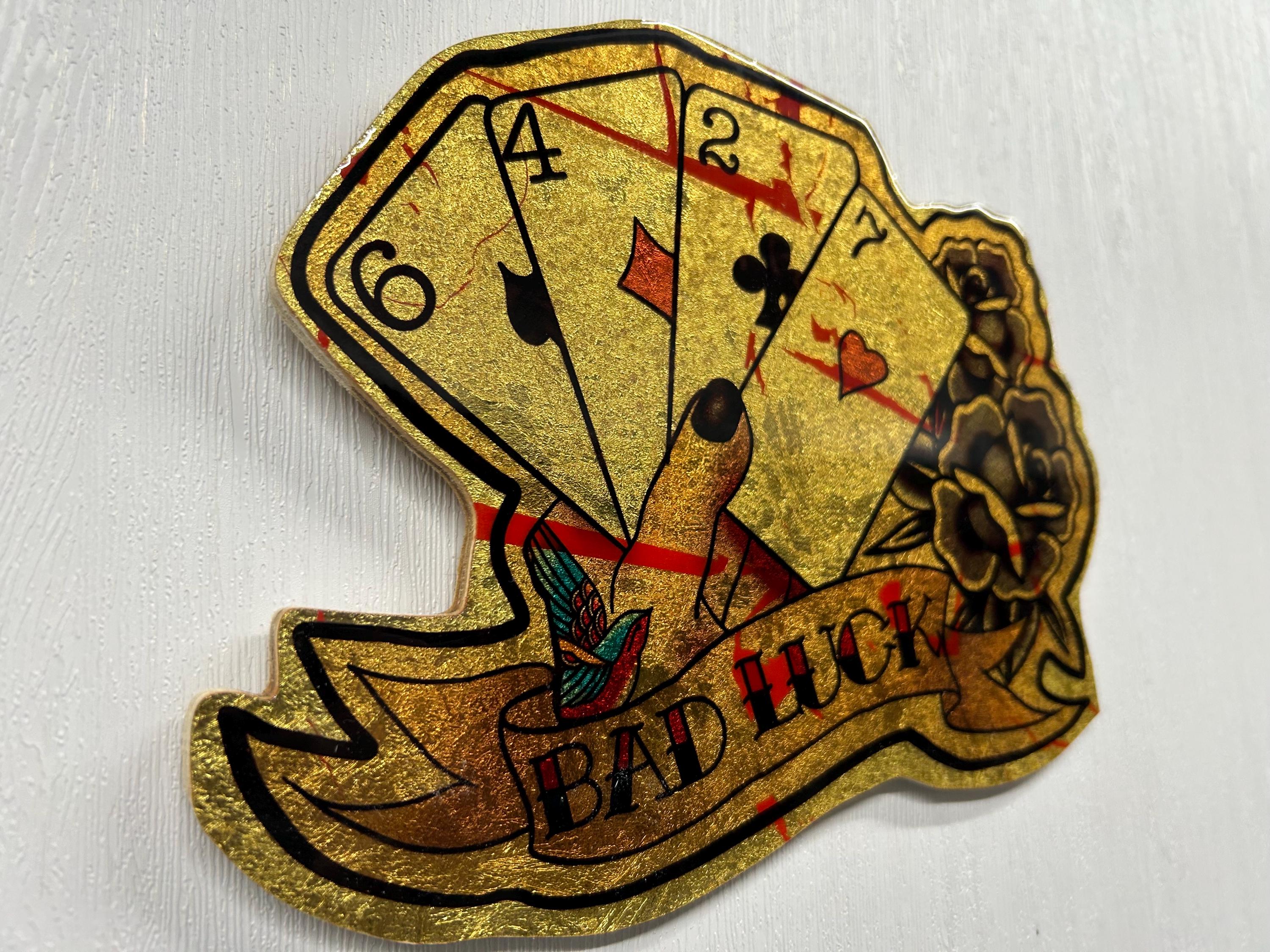 Handmade Wood Tattoo Art – Gold Leafed 
