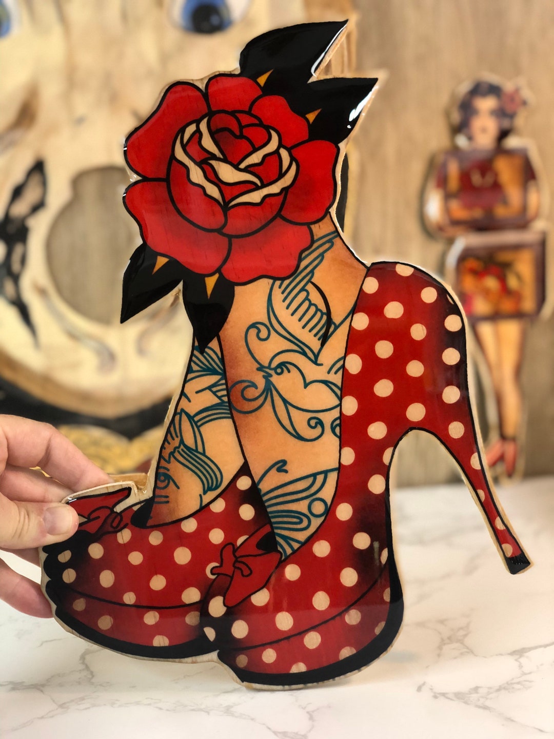 Vintage Zapatos Rojos Pin Up Zapatos Estilo Pin Up Zapatos Rojos