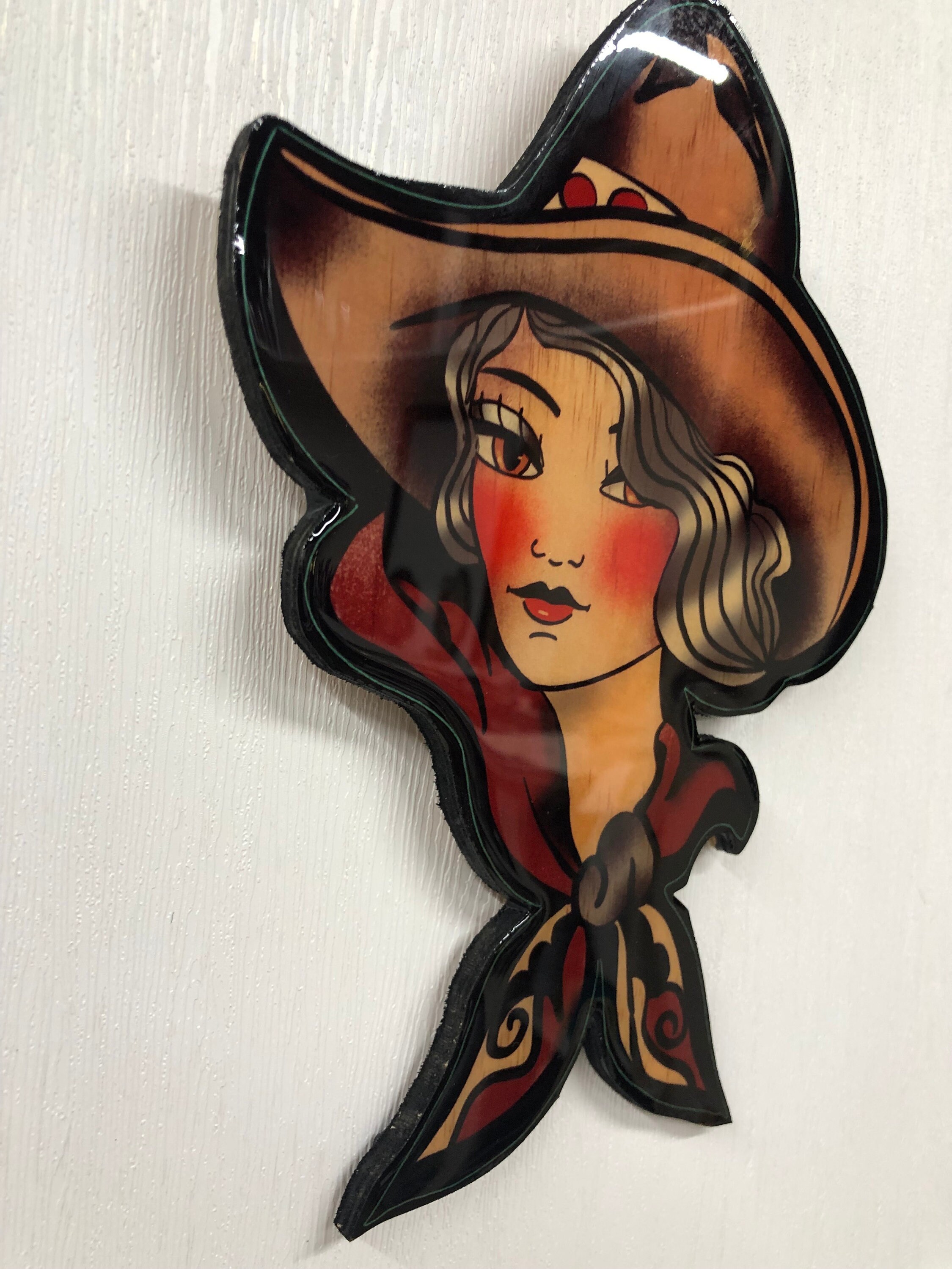 Cowgirl Babe Original Wood Cut Out Mixed Media Art Wall picture