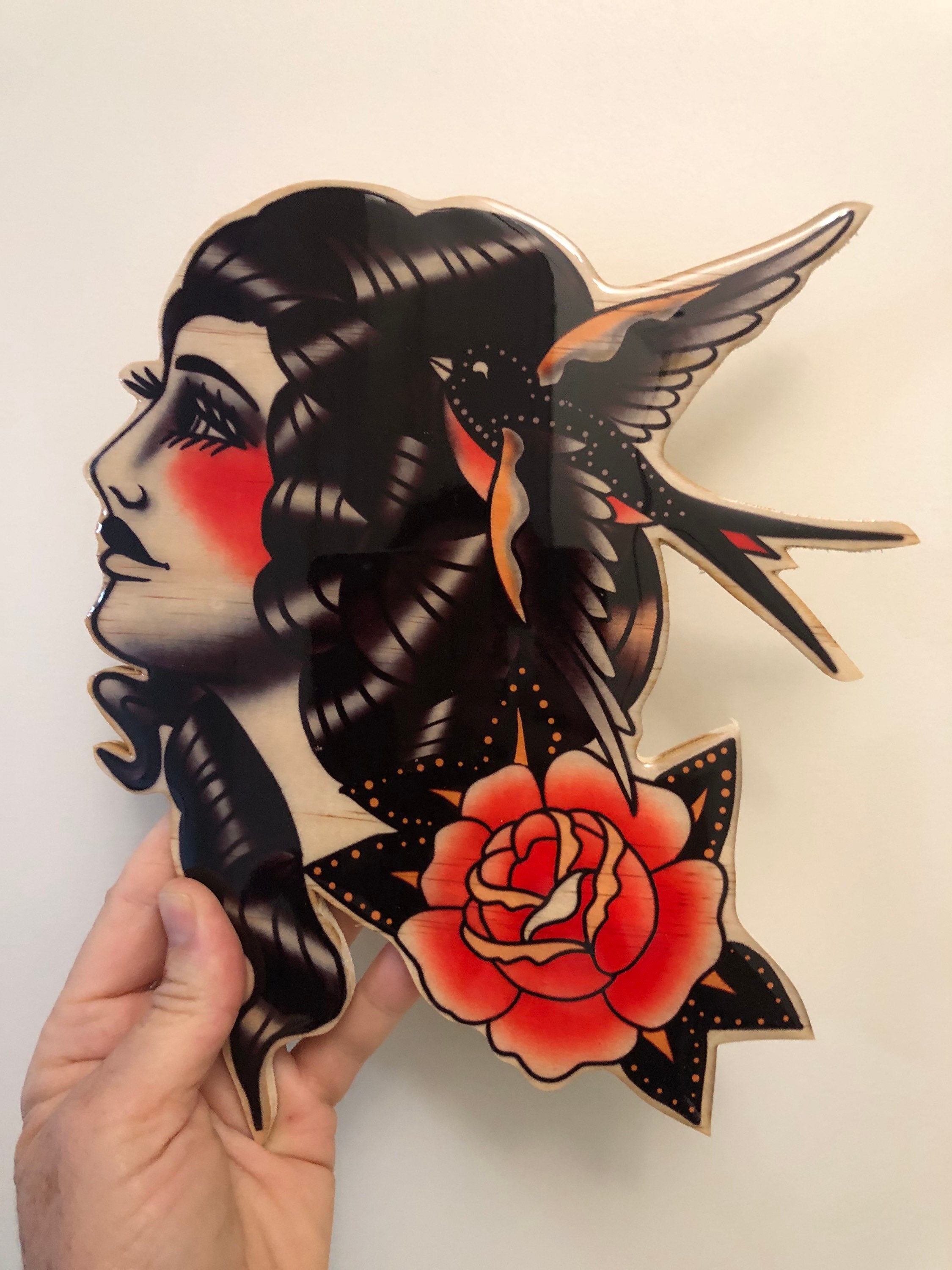 American Traditional Woman Face Tattoo Inspires