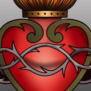 Sacred Heart Traditional Tattoo Art Print Bold Iconic Design on Premium ...
