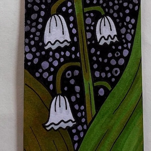bookmark - hand drawn lily of the valley flower
