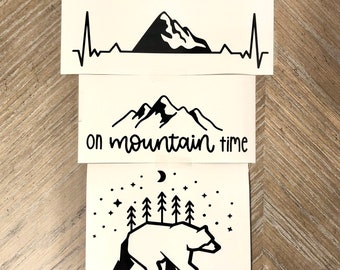 Mountain Vinyl Decal Bear Decal Trees Mountain Sticker Mountain Car Decal Truck Decal Tumbler Decal Laptop Decal Macbook Decal Ipad Decal