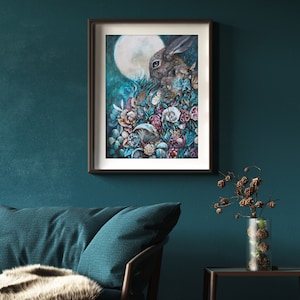 Bunny print for nursery wall, original bunny art