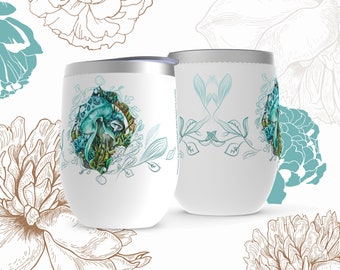 Whimsical Frog and Mushroom Tumbler, Stainless Steel Insulated Tumbler with Lid