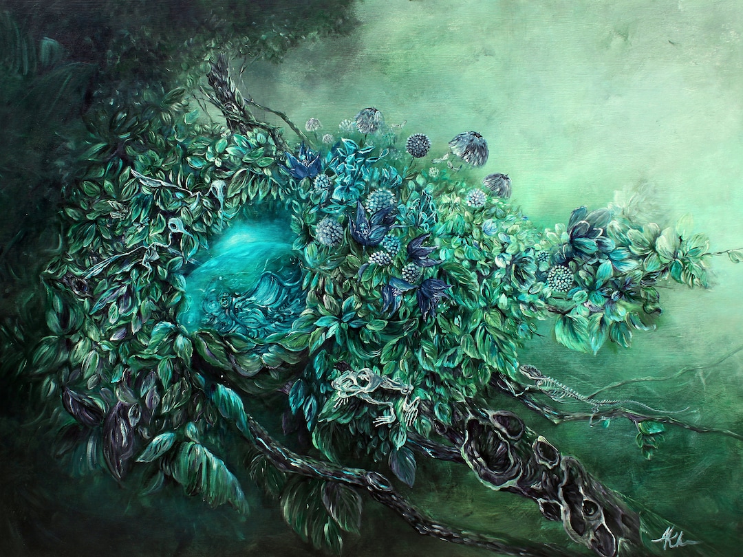 Dark Fantasy Art Print, Enchanted Woodland Painting, Gothic Wall Art - Etsy