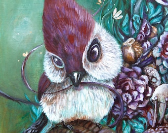 Lámina artística de carbonero: Decoración de pared con animales originales (30x30 cm)