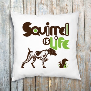 Dog and Squirrel Outdoor Pillow, Waterproof Patio Cushion, Dog Lover Gift