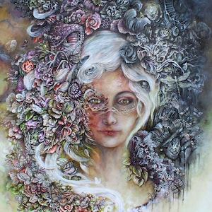 Fantasy Art Jigsaw Puzzle, 1000 Piece Puzzle Goddess with Flowers and Butterflies