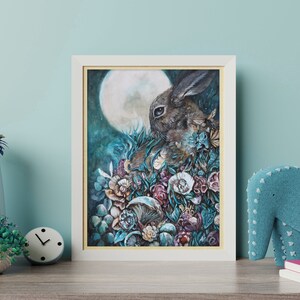 Bunny print for nursery wall, original bunny art