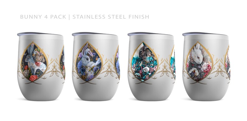 AKOrganicAbstracts Bunny Wine Tumbler - Thumbnail 2