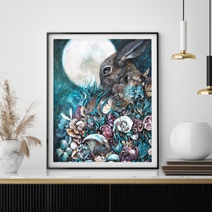 Bunny print for nursery wall, original bunny art