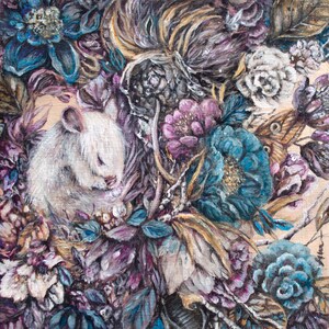 Mouse and Flowers Art Print: Whimsical Nursery Wall Decor