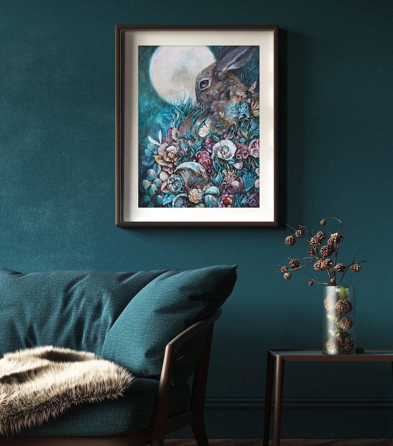 Bunny print for nursery wall, original bunny art