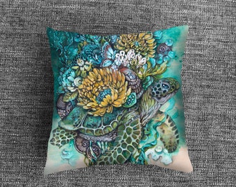 Patio Decor Pillow, Sea Turtle Decor, Outdoor Pillow