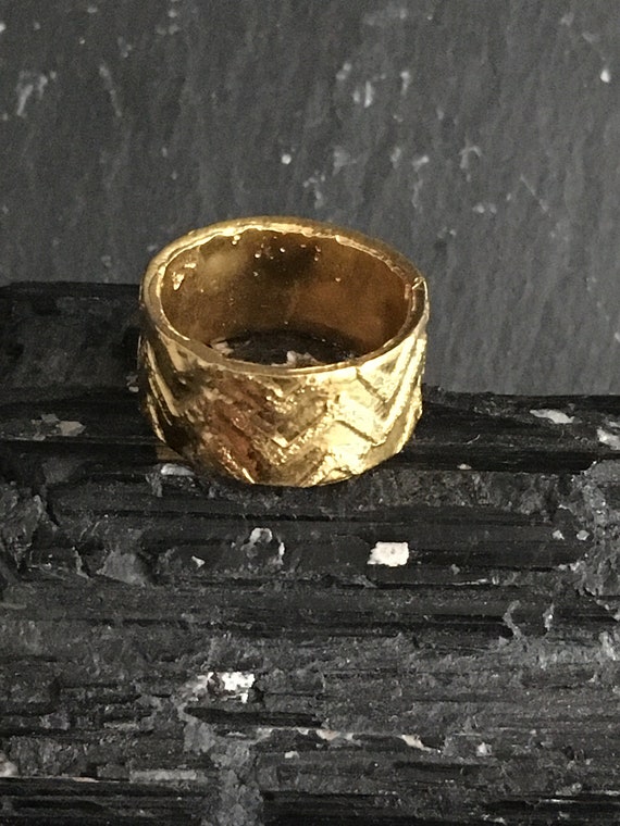 Medium Ring Band 1 of 16 Different Handmade Patterned Rings see 2nd Photo  for Options, 22ct Gold Vermeil Over Brass - Etsy
