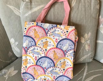 Adorable Colorful Small Size Bunny Rabbit Tote Bag