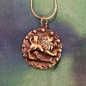 Vintage Bell Trading Post Sterling Silver Leo Lion Zodiac Pendant Charm Necklace With 20" Sterling Silver Chain