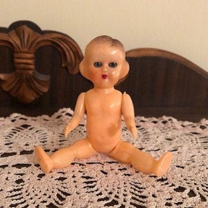 Vintage Celluloid Plastic Naked Doll With Movable Arms and Legs Sleeping Eyes
