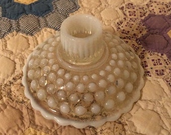 Vintage Fenton Hobnail White Opalescent Candlestick