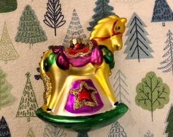 Beautiful Glass Rocking Horse Christmas Ornament