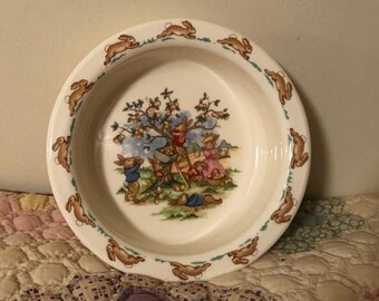 Vintage Royal Doulton Fine Bone China Child's Bunnykins Bowl Apple Orchard