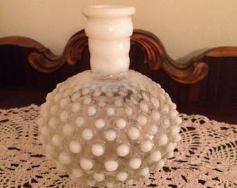 Vintage White Fenton Hobnail Vase