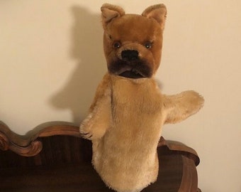 Vintage Steiff Brown Boxer Dog Hand Puppet