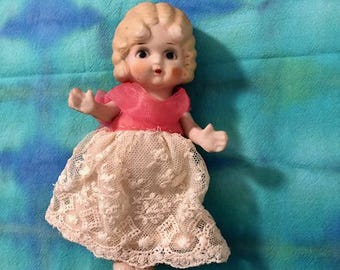 Antique Vintage Large Bisque Penny Doll Frozen Charlotte Doll with Original Dress