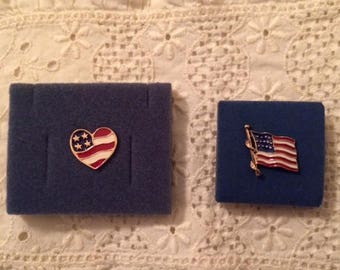 Avon Enamel Red White Blue American Pride Flag Tac Pin Avon Enamel Heart of America Pin