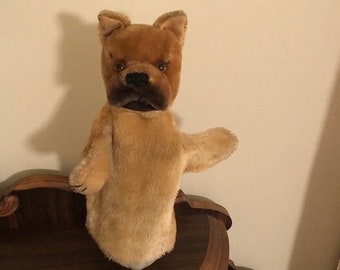 Vintage Steiff Brown Boxer Dog Hand Puppet