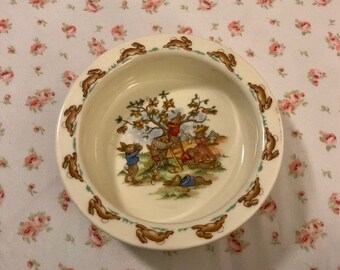 Vintage Royal Doulton Fine Bone China Child's Bunnykins Bowl Apple Orchard