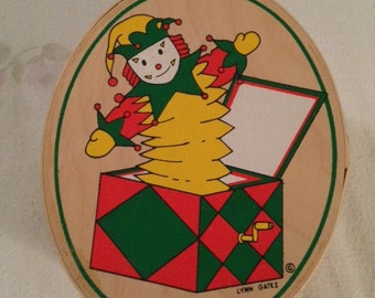 Balsa Wood Clown Jack in the Box Shaker Box