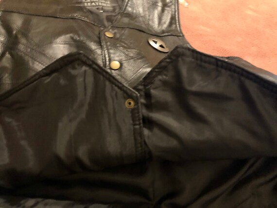Vintage Black Leather Patchwork Motorcycle Biker … - image 8