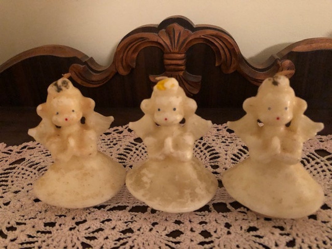 Vintage 1950's Three Gurley Candle Company Angel Candles Etsy