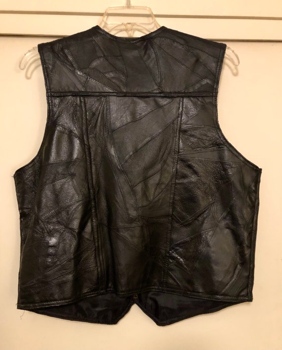 Vintage Black Leather Patchwork Motorcycle Biker … - image 7