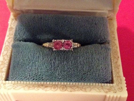 Antique Vintage Pink Tourmaline Diamond Ring - image 2