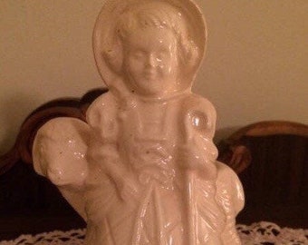 Vintage White Ceramic Little Bo Peep Nursery Rhyme Planter