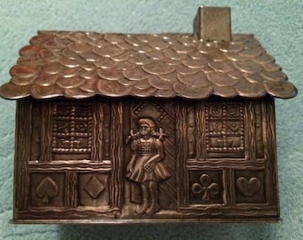 Antique Hansel and Gretel Metal Bank