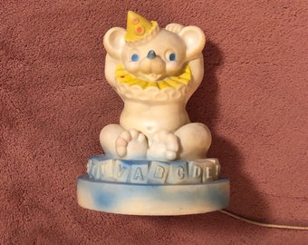 Vintage Childs Circus Bear Night Light Lamp Teddy Bear Lamp