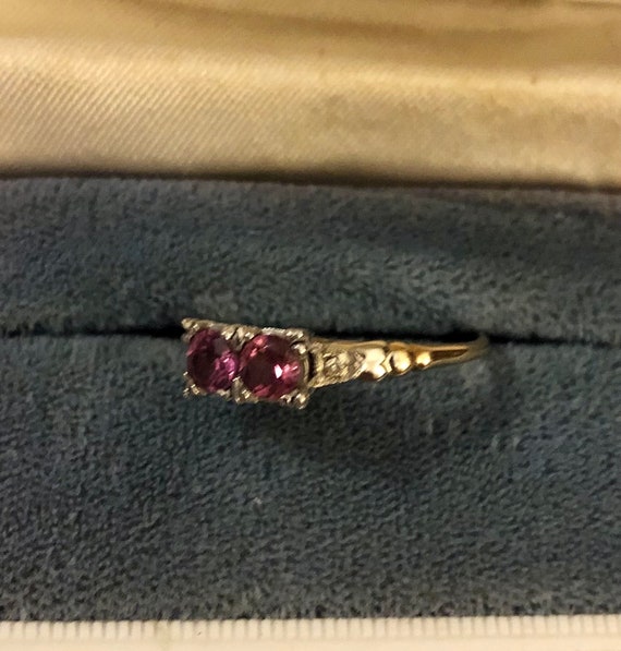 Antique Vintage Pink Tourmaline Diamond Ring - image 10