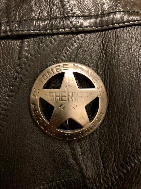 Vintage Black Leather Patchwork Motorcycle Biker … - image 10