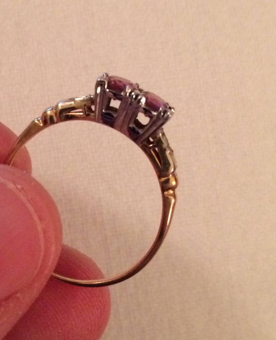 Antique Vintage Pink Tourmaline Diamond Ring - image 5