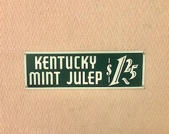 RARE Louisville Kentucky Derby Churchill Downs Kentucky Mint Julep Metal Sign Harry M. Stevens